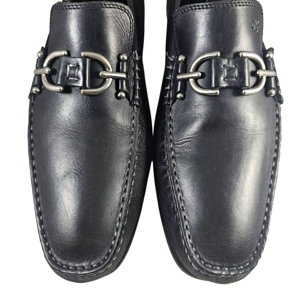 Donald Pliner Mens Decio Slip -On Black Leather Loafers With Metal Bit Detail Si main image 4